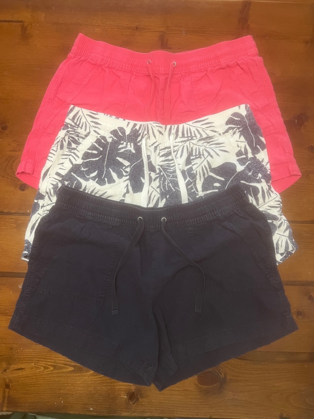 Nautica Women's Athletic Drawstring Shorts - Coral, Navy & White
